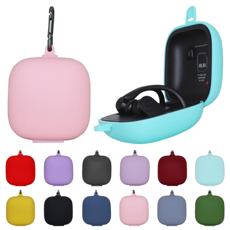 Solid Color Silicone Wireless Bluetooth Earphone Protective Case for Beats Powerbeats Pro, Purple, Red, Wine Red, Black, Dark Blue, Gray Blue, Grass Green, Grey, Light Purple, Mint Green