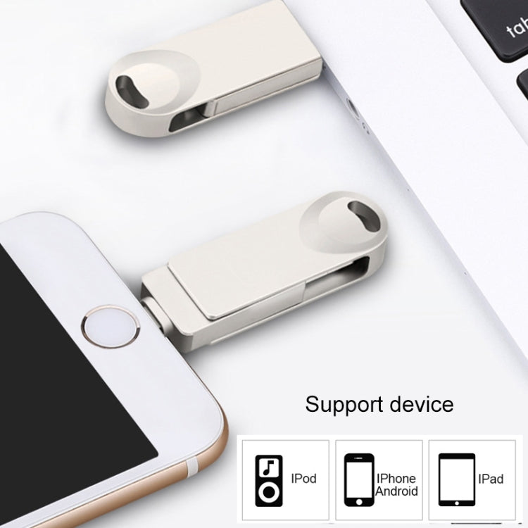 S29 3 in 1 32GB Micro USB + USB + 8 Pin Interface Metal Twister Flash Disk, 32GB