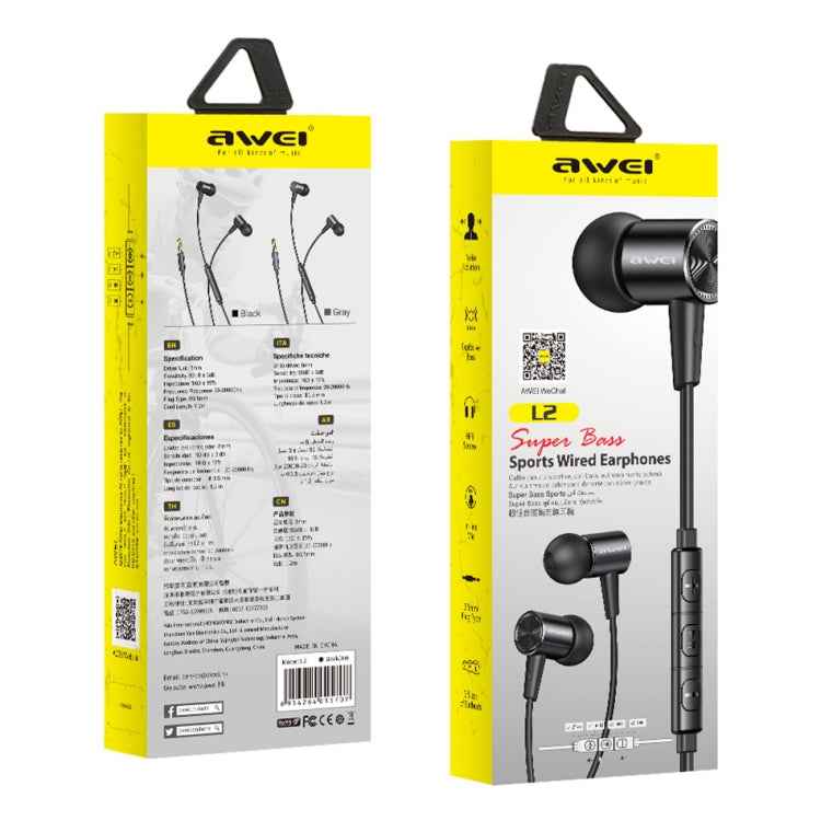 awei L2 3.5mm Plug In-Ear Wired Stereo Earphone with Mic
