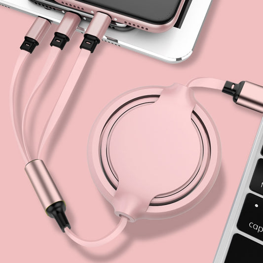 Câble de chargement rétractable 3 en 1 USB vers USB-C / Type-C + 8 broches + Micro USB 3,5 A en silicone liquide