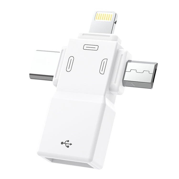 USB 2.0 to 8 Pin + USB-C / Type-C + Micro USB OTG Adapter