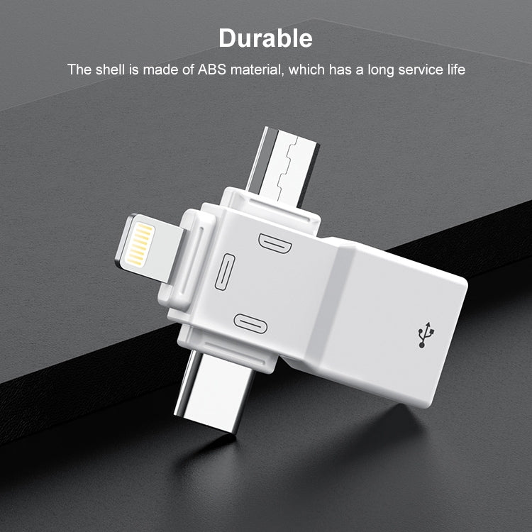 USB 2.0 to 8 Pin + USB-C / Type-C + Micro USB OTG Adapter