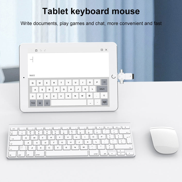 USB 2.0 to 8 Pin + USB-C / Type-C + Micro USB OTG Adapter