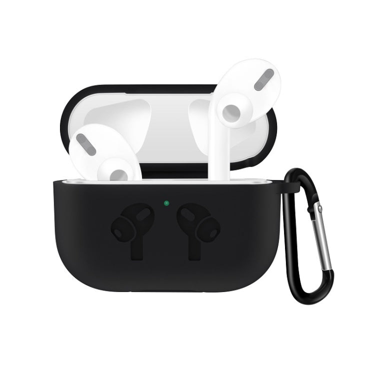 Étui de protection à rabat en silicone pour AirPods Pro avec boucle anti-chute, gris et noir