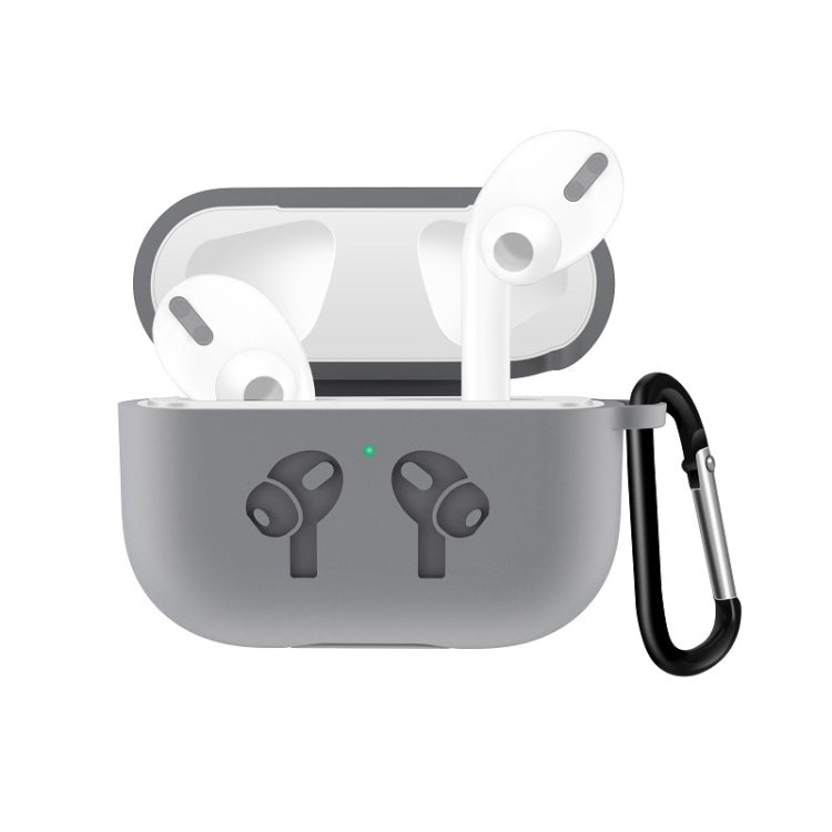 Étui de protection à rabat en silicone pour AirPods Pro avec boucle anti-chute, gris et noir