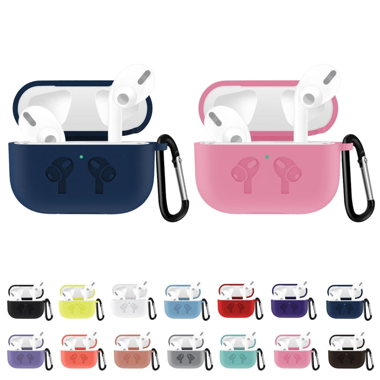 Étui de protection à rabat en silicone pour AirPods Pro avec boucle anti-chute, gris et noir