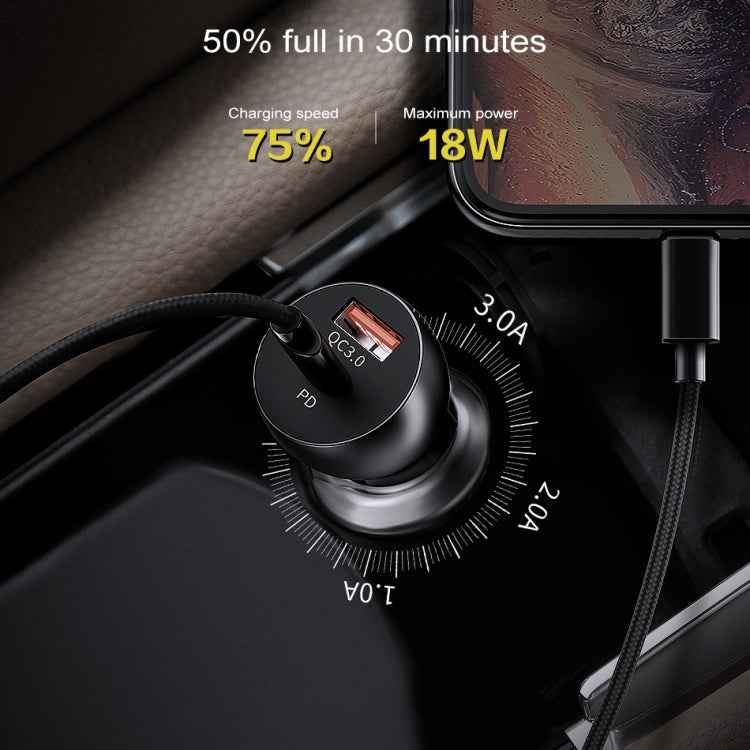 awei C-822 18W PD 8 Pin + 18W QC 3.0 USB Interface Car Charger