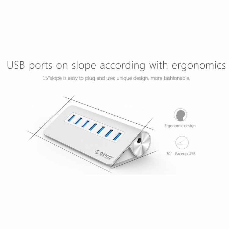 ORICO M3H7-V1 Aluminum Alloy 7 USB 3.0 Ports HUB with 30W Power Adapter