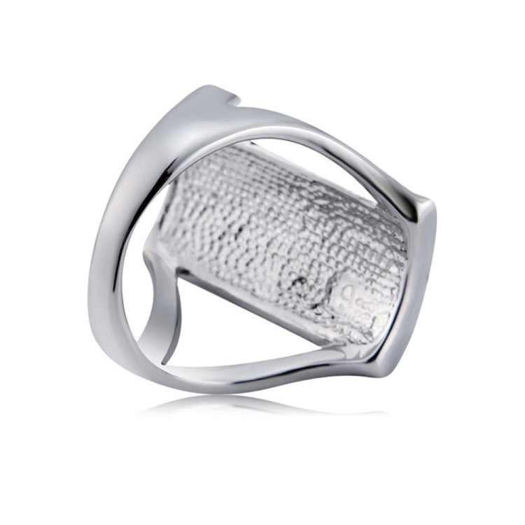 Silver-Plated Rectangle with Blue Crystal Ring for Women(Silver with Diamond, US, Size: 7)