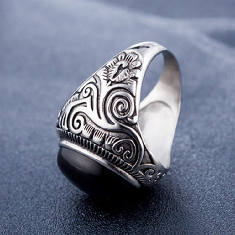 Europe and America Style Retro Gemstone Turquoise Men Titanium Steel Ring, Size: 13, Diameter: 22.3mm, Perimeter: 70mm