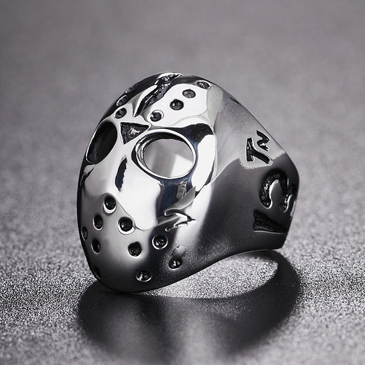 Europe and America Style Punk Gothic Rock Mask Skull Men Titanium Steel Ring, US Size: 7, Diameter: 17.4mm, Perimeter: 55mm