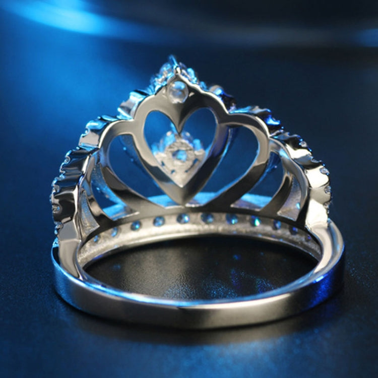 Princess Queen Crown-shaped Platinum Plated Zircon Ring, US Size: 10, Diameter: 19.8mm , Perimeter: 62.1mm