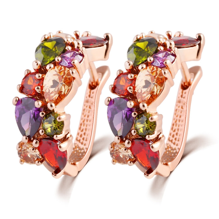 1 Pair Colorful Zircon Earrings Stud Jewelry For Women And Girls