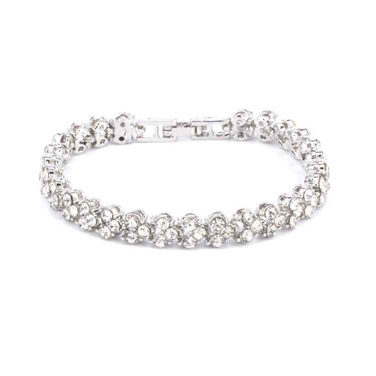 Glamorous Female Crystal Bracelet with Artificial Diamond Inlaid for Wedding, Engagement, Mother`s Day And Birthday Gift, Diameter: 5.25 cm, Perimeter:16.5 cm, Gold, Rose Gold, Silver