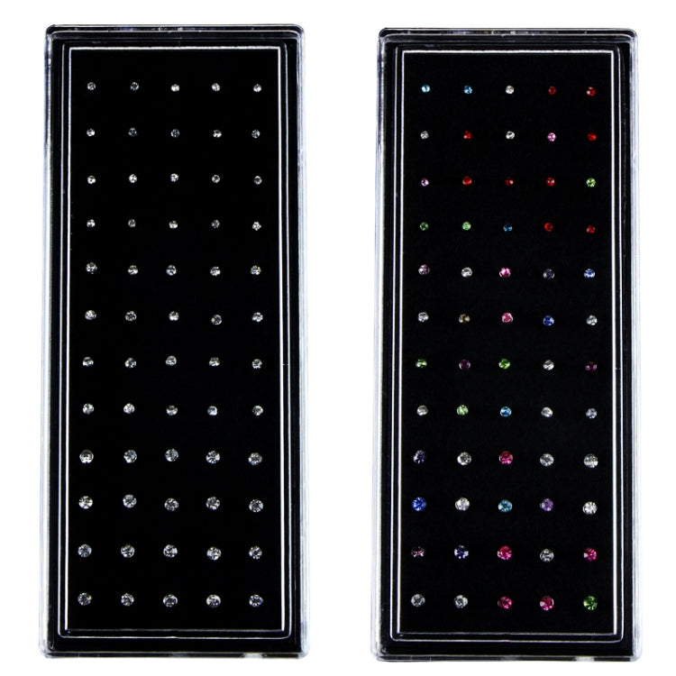 60 PCS Color Mixed Diamond Shape Stainless Steel Nose Stud Rings L Shaped Piercing Jewelry,Pin Length: 7mm, pin diameter: 0.6mm (Color)