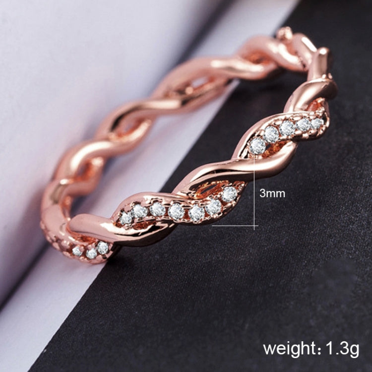Simple Stylish Ladies Full Rhinestone Twist Modelling Ring(US Size:8), US Size:8
