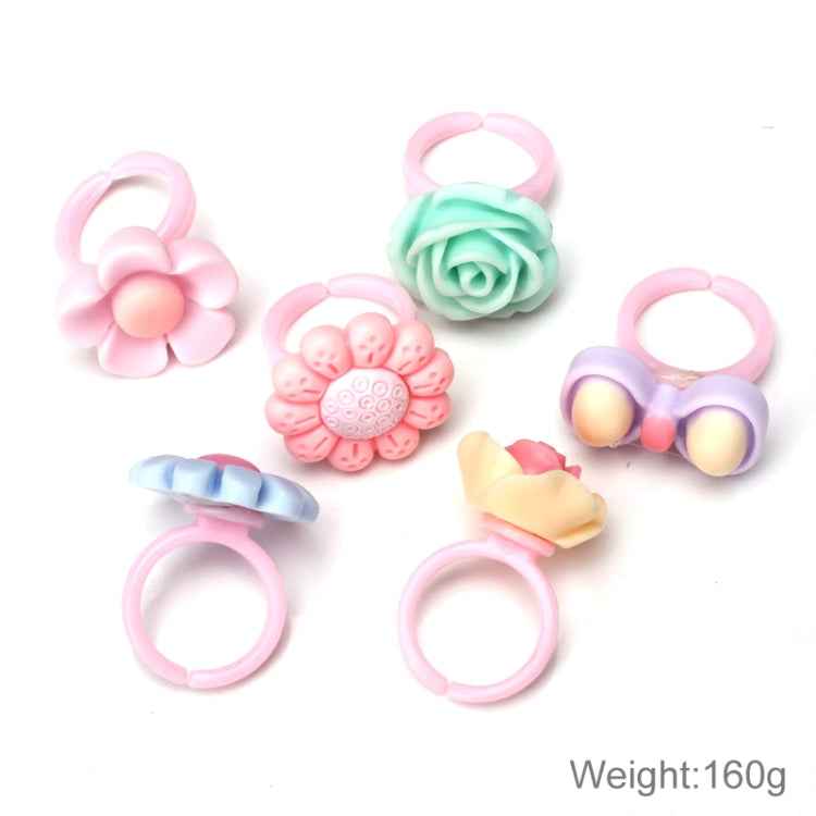 100 PCS Children Cute Cartoon Resin Flower Animal Heart Bow-knot Ring, Frosted Surface