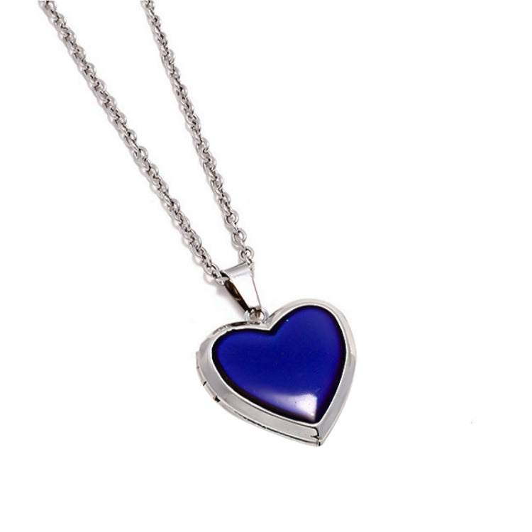 2 PCS MN4008 Heart Photo Box Pendant Temperature Sensitive Discoloration Necklace Jewelry