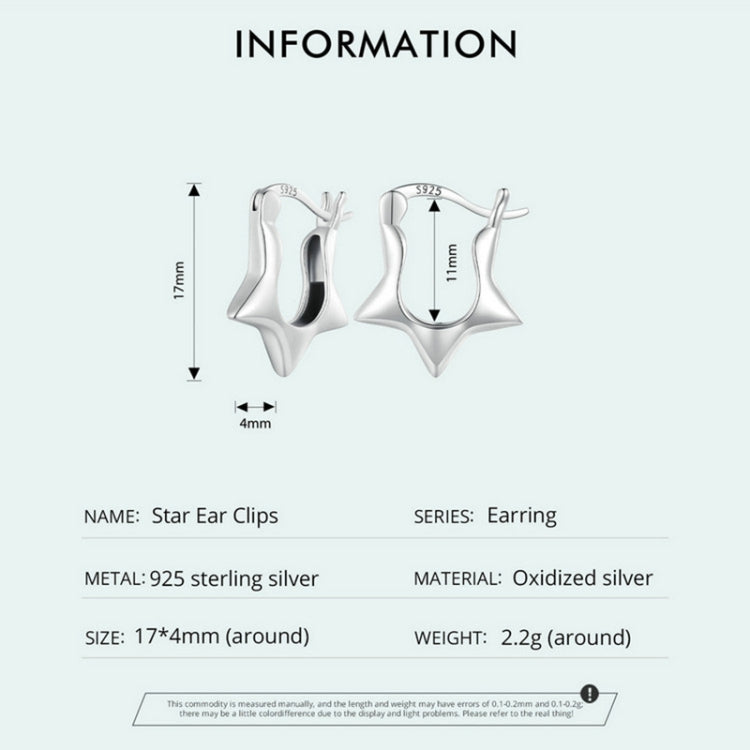 SCE1615 Sterling Silver S925 Simple Versatile Star Earrings