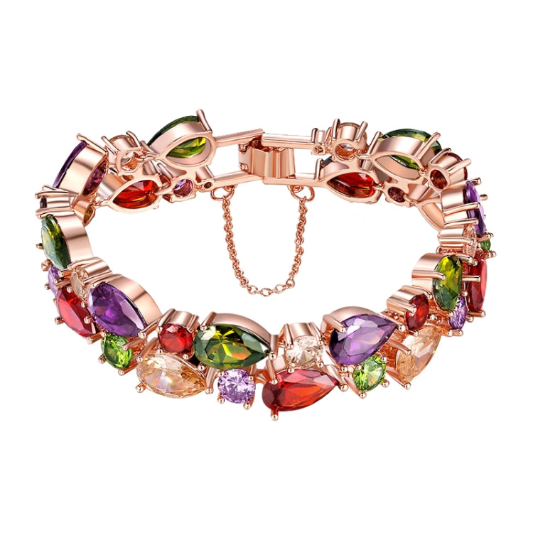 18cm Fashion Mona Lisa Rose Gold Colorful Zircon Bead Bracelets