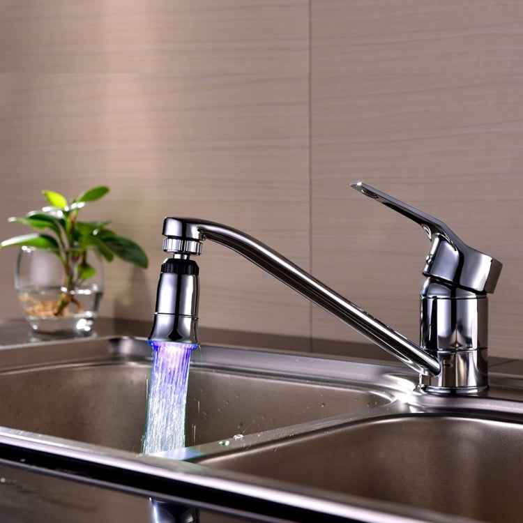 SDF2-B5 1 LED Temperature Sensor RGB LED Faucet Light Water Glow Shower, Size: 78 x 30mm, Interface: 22mm (Silver)