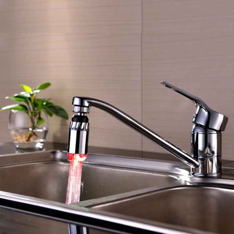 SDF-B2 1 LED ABS Temperature Sensor RGB LED Faucet Light Water Glow Shower, Size: 78 x 28mm, Interface: 22mm (Silver)