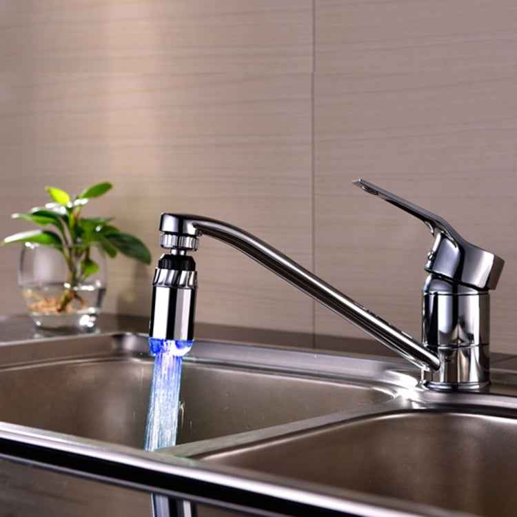 SDF-B2 1 LED ABS Temperature Sensor RGB LED Faucet Light Water Glow Shower, Size: 78 x 28mm, Interface: 22mm (Silver)