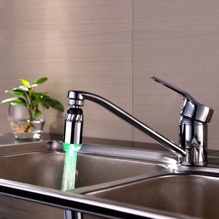 SDF-B2 1 LED ABS Temperature Sensor RGB LED Faucet Light Water Glow Shower, Size: 78 x 28mm, Interface: 22mm (Silver)