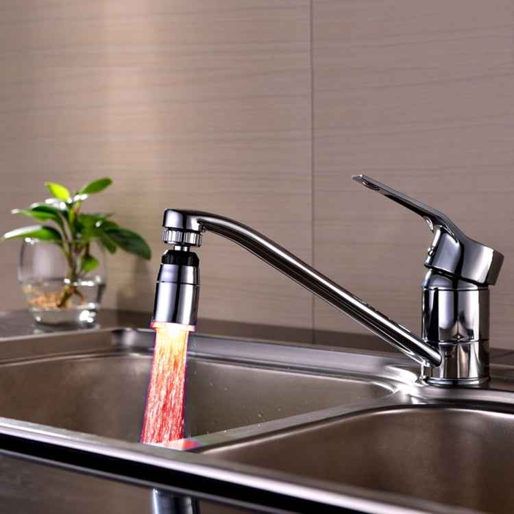 SDF-B9 1 LED ABS Temperature Sensor 3-color LED Faucet Light Water Glow Shower, Size: 58 x 28mm, Interface: 22mm (Silver)