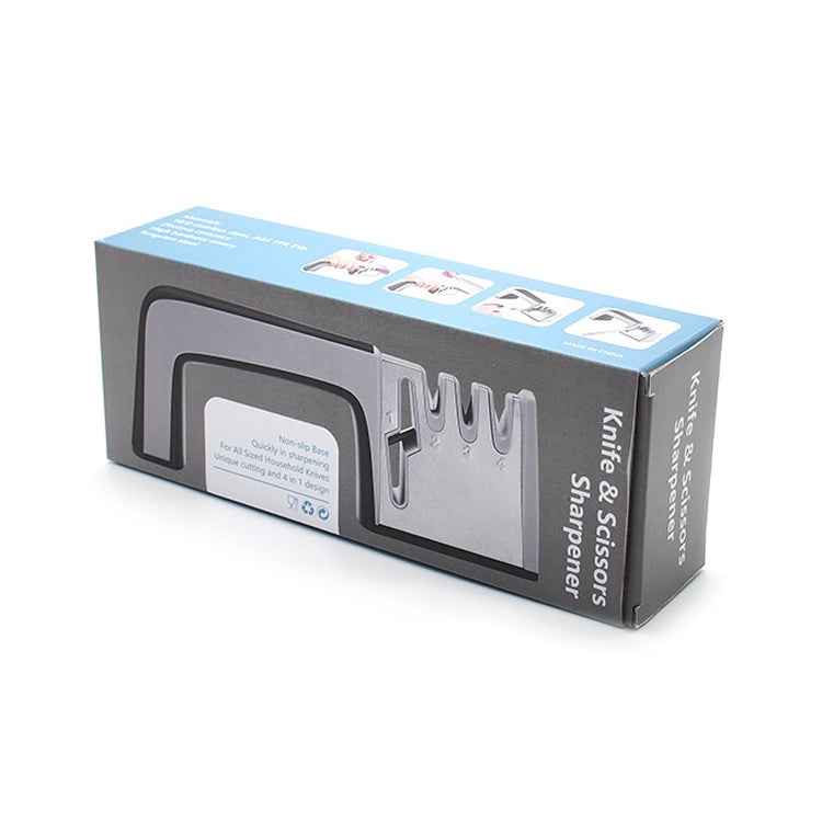 4 in 1 Stainless Steel Knife Sharpener Four Section Hand-held Quick Sharpening Tool with Non Slip Handle