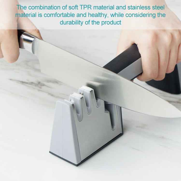 4 in 1 Stainless Steel Knife Sharpener Four Section Hand-held Quick Sharpening Tool with Non Slip Handle