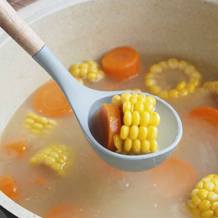 13 in 1 Silicone Wood Handle Heat-resistant Cooking Cutlery Sets Kitchen Tools with Large Container