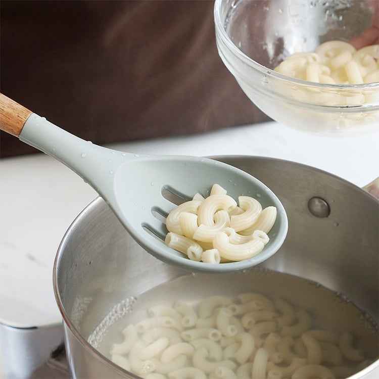 13 in 1 Silicone Wood Handle Heat-resistant Cooking Cutlery Sets Kitchen Tools with Small Container