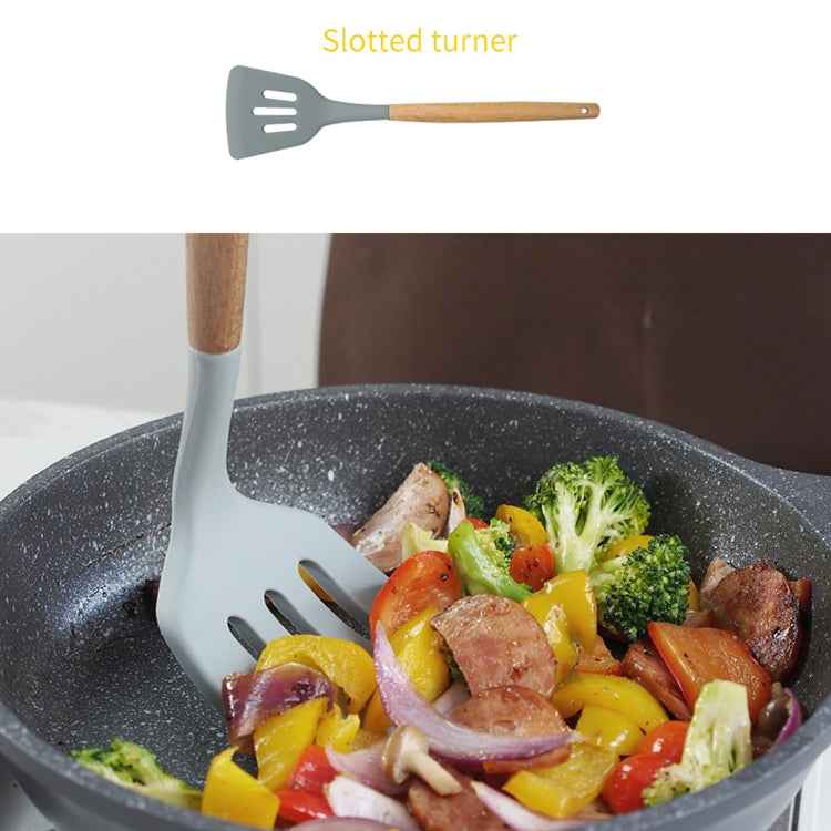 Silicone Wood Handle Leak Shovel Heat-resistant Cooking Shovel Kitchen Tools