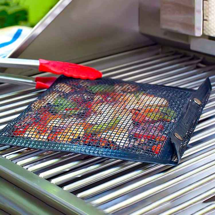 Barbecue Heat Resistant Non-stick Grilling Mesh BBQ Baking Bag, Size: 40 x 27cm (Black)