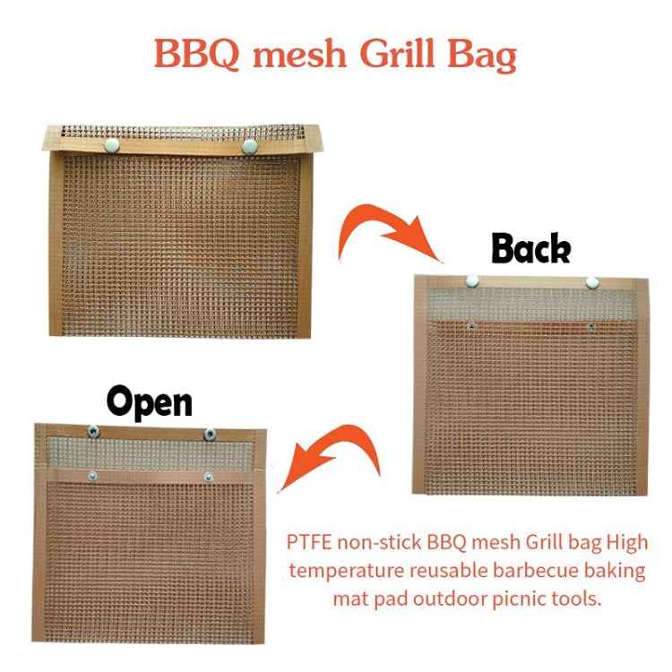 Barbecue Heat Resistant Non-stick Grilling Mesh BBQ Baking Bag, Size: 27 x 22cm (Copper)