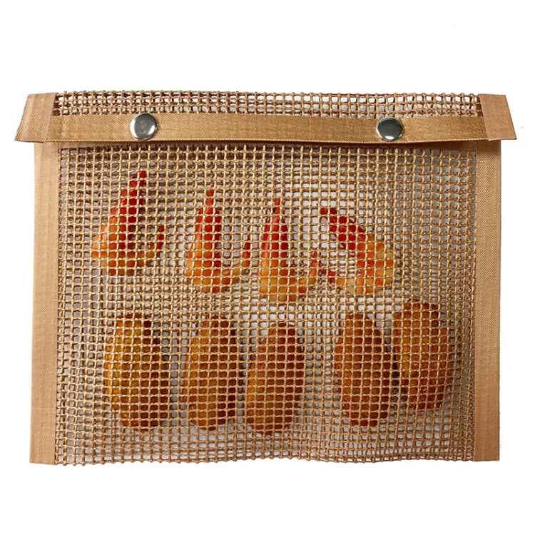 Barbecue Heat Resistant Non-stick Grilling Mesh BBQ Baking Bag, Size: 27 x 22cm (Copper)