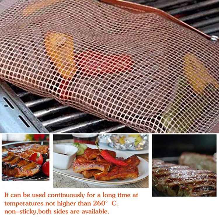 Barbecue Heat Resistant Non-stick Grilling Mesh BBQ Baking Bag, Size: 27 x 22cm (Copper)