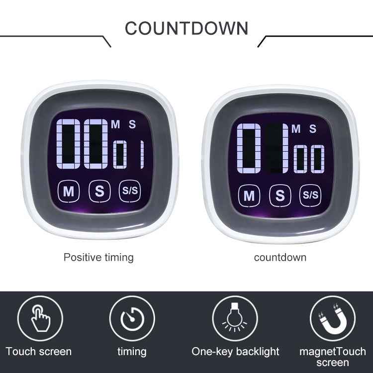 TS-BN54 Touch Timer Alarm Clock Kitchen Food Large Screen Countdown Electronic Reminder, TS-BN54