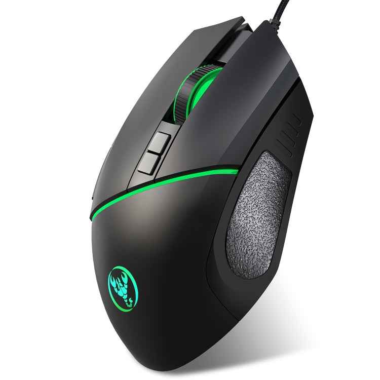 HXSJ A876 Wired Mouse Colorful Synchronous Light Emission 6400dpi Adjustable Light Gaming Mouse, Length: 150cm