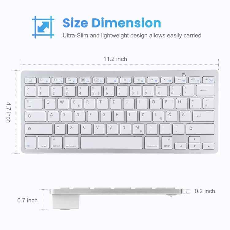WB-8022 Ultra-thin Wireless Bluetooth Keyboard, German Keys