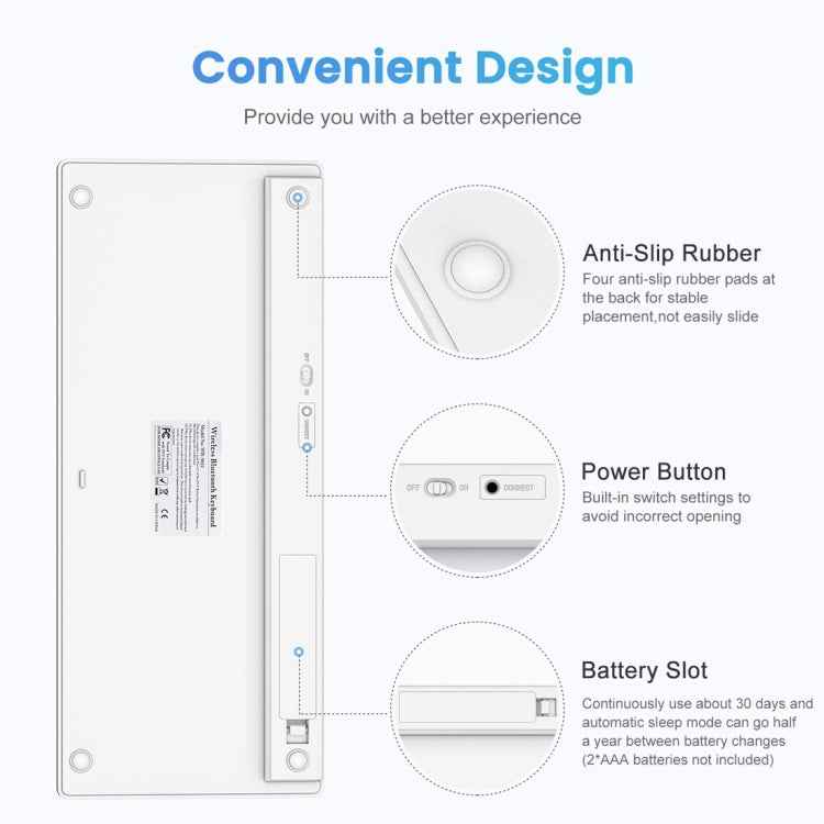 WB-8022 Ultra-thin Wireless Bluetooth Keyboard for iPad, Samsung, Huawei, Xiaomi, Tablet PCs or Smartphones, Russian Keys