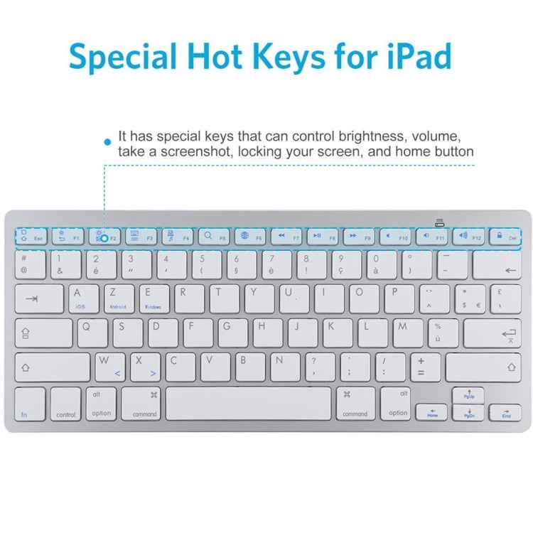 WB-8022 Ultra-thin Wireless Bluetooth Keyboard for iPad, Samsung, Huawei, Xiaomi, Tablet PCs or Smartphones, French Keys