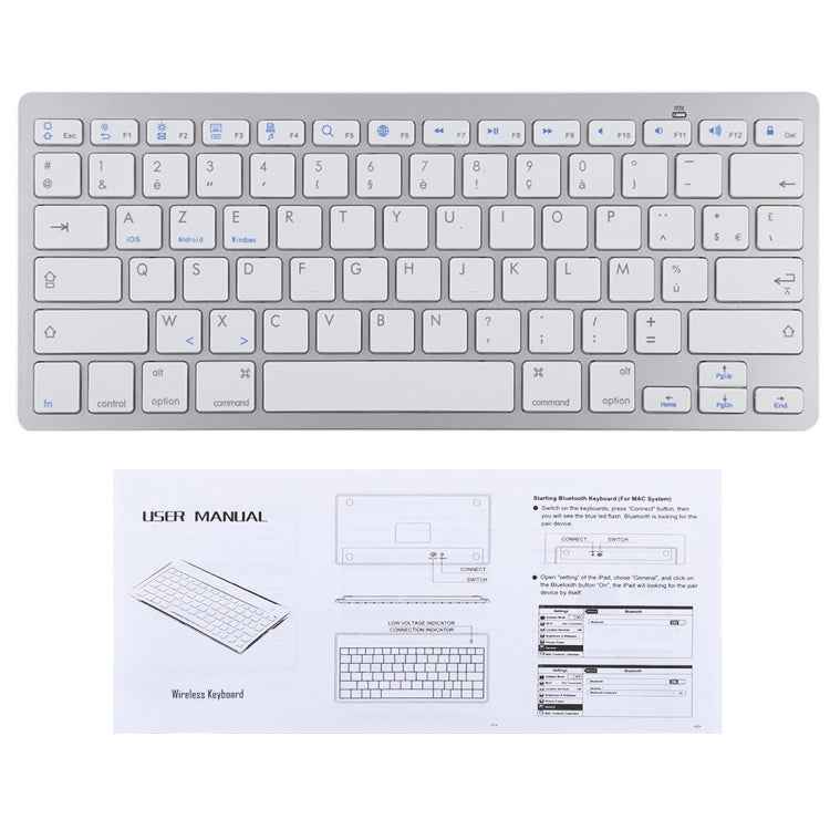 WB-8022 Ultra-thin Wireless Bluetooth Keyboard for iPad, Samsung, Huawei, Xiaomi, Tablet PCs or Smartphones, French Keys
