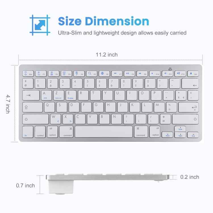 WB-8022 Ultra-thin Wireless Bluetooth Keyboard for iPad, Samsung, Huawei, Xiaomi, Tablet PCs or Smartphones, French Keys