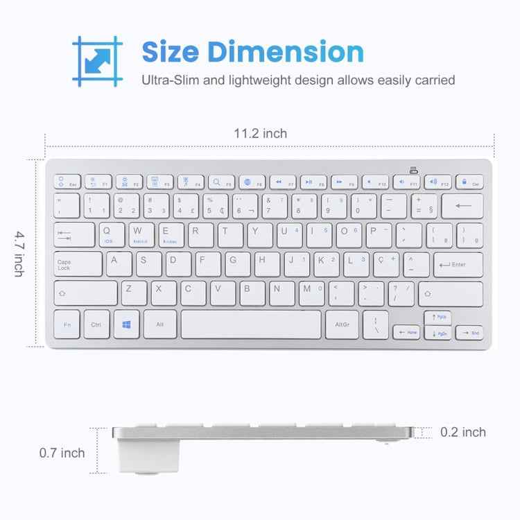 WB-8022 Ultra-thin Wireless Bluetooth Keyboard, Portuguese Keys