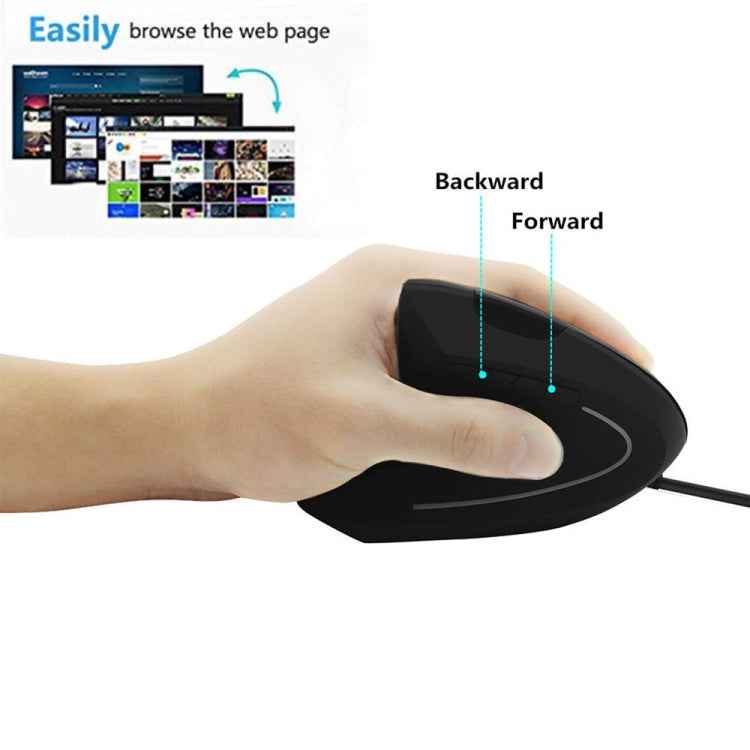 CM0093 Wired Version 2.4GHz Three-button Vertical Mouse for Left-hand, Resolution: 1000DPI / 1200DPI / 1600DPI, Cable Length:1.7m