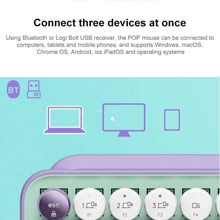 Logitech POP KEYS Round Button Bluetooth Mechanical Keyboard