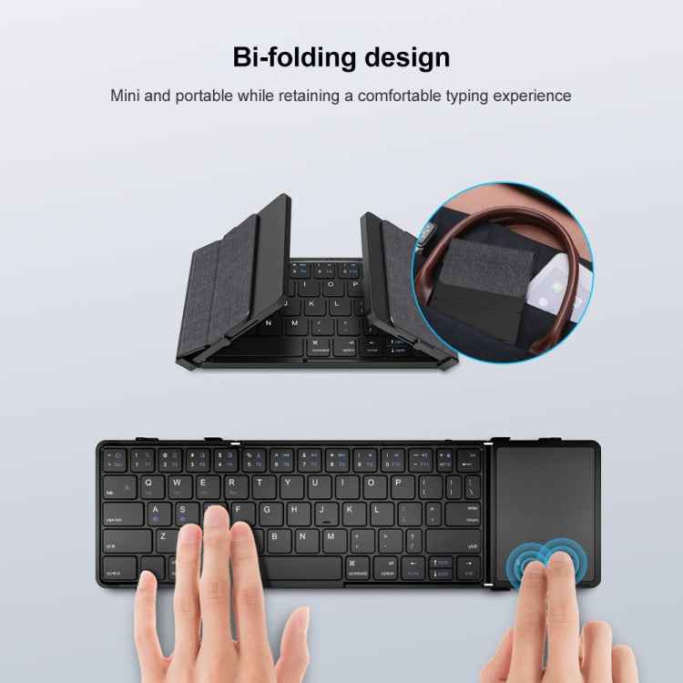 B1053 Leather Portable Tri-Fold Bluetooth Keyboard