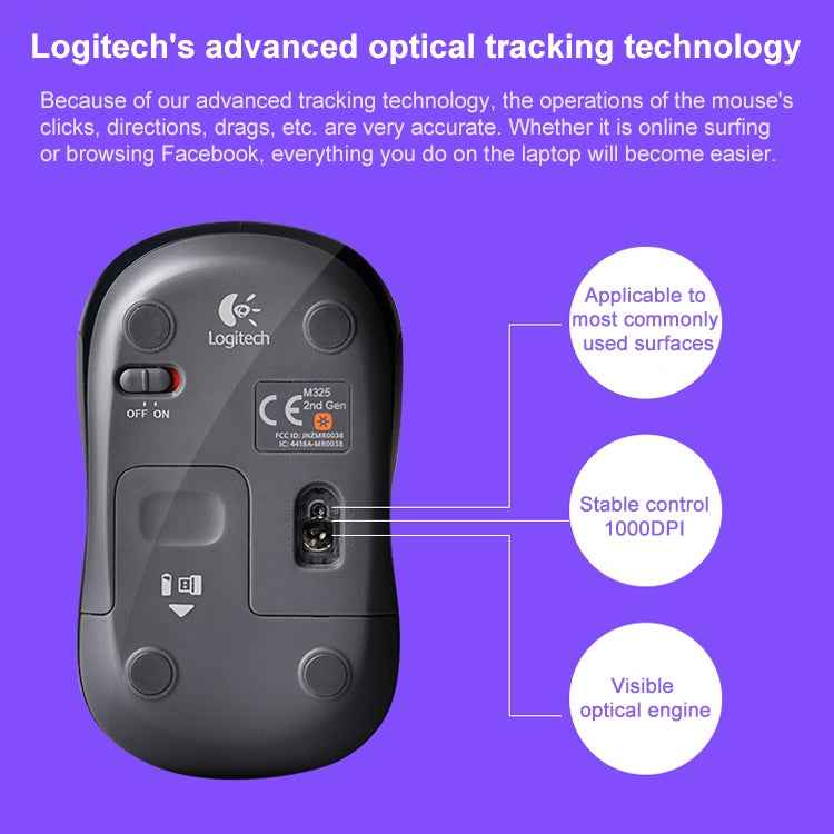 Logitech M325S 1000DPI 2.4GHz Ergonomic Wireless Mouse